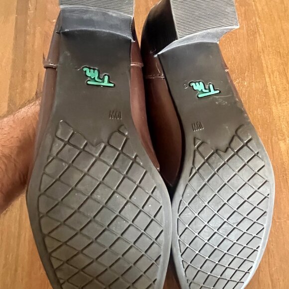 Thom McAn Brown Leather Slip-on Booties Chunky Heels Women's Size 10 W - Picture 10 of 11